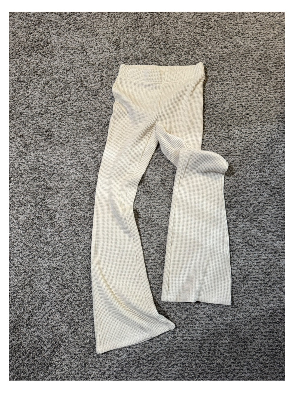 aerie Cream Ribbed Flare Pants